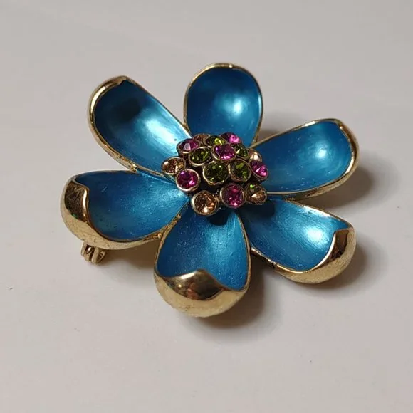 Very Pretty Multicolor Flower Brooch - Picture 3 of 10